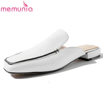 

MEMUNIA 2020 new arrival women slipper genuine leather shoes solid colors summer shoes comfortable low heels mules shoes woman