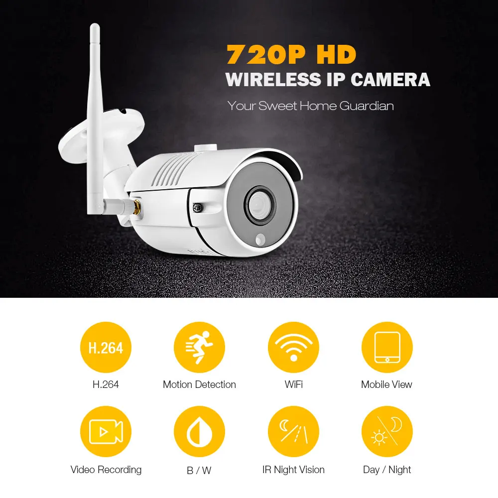 

FIMEI SN-IPC-HR01 HD 720P Wireless IP Camera WiFi Home Security Bullet Camera P2P Network Wi-fi Surveillance Camera CCTV Monitor