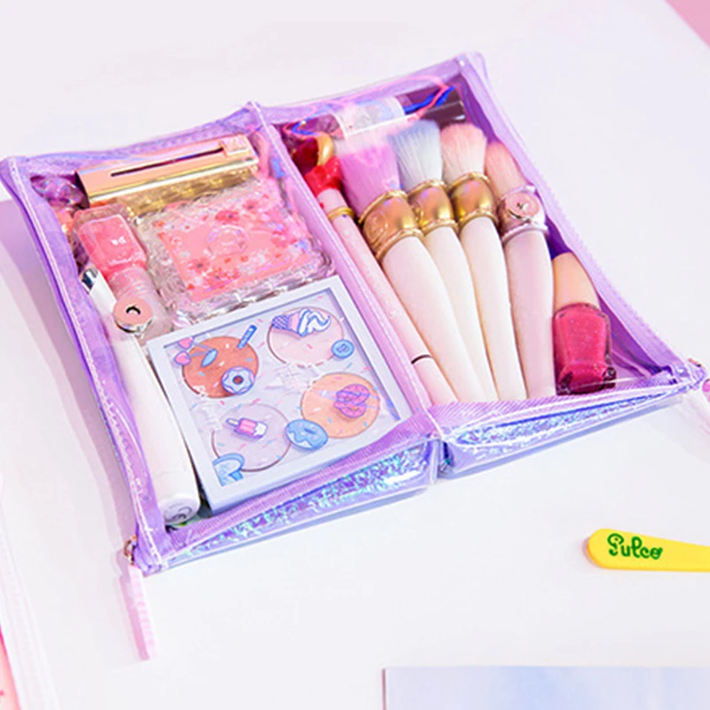 المرأة لطيف السفر التجميل أكياس للماء الفتيات PVC ماكياج فرش أدوات الزينة المنظم الحقيبة السببية المكياج الجمال حالة مربع