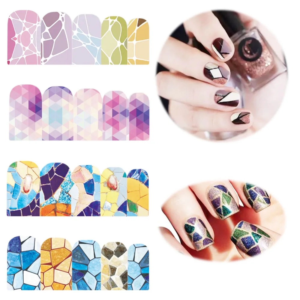 

12 Designs/PCS Geometry Marble Gradient Nail Art Water Transfer Sticker Full Cover Decoration Image Slider Decals JIBN625-636