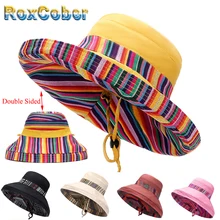 RoxCober, Национальный Ветер, двухсторонние Панамы, женские, для путешествий, солнцезащитный, большой козырек, складная шляпа, пляжные, рыбацкие, солнцезащитные шляпы 3004