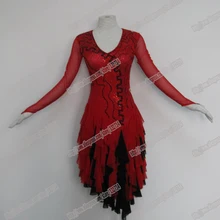 Конкурентоспособными Латинской платье, хрустальные камни чача, сальса танец, бальные платья, красный Латинской платье, танцы R костюмы, топ продаж