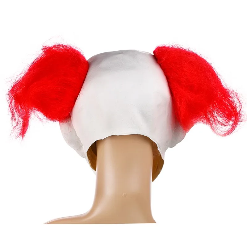 Scary Clown Mask  Red Nose with Red HairFull Face Horror Masquerade Adult Ghost Party Mask Halloween Props Costumes Fancy Dress (3)