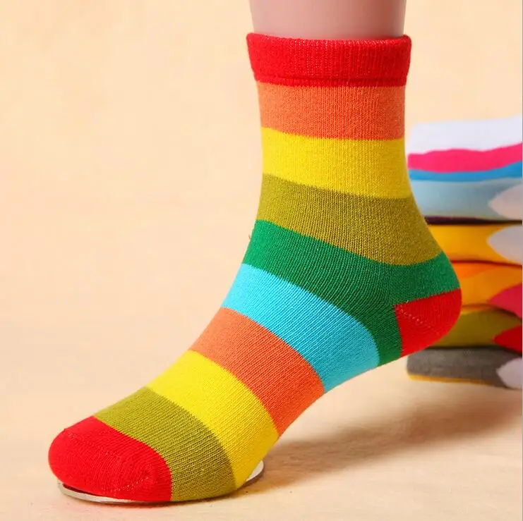 

1 Pair Cotton Spring Autumn Baby Girls Kids Socks Children Warm Boys Striped Rainbow Fashion Colorful Kids Kawaii christmas