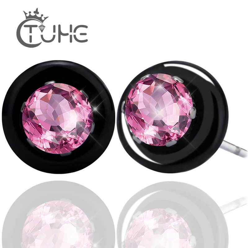 Женские серьги гвоздики с фианитом 6 мм 0 карата|crystal stud earrings|fashion earringsstud earrings |