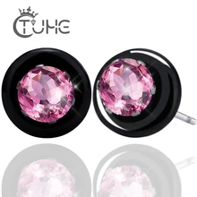 Женские серьги гвоздики с фианитом 6 мм 0 карата|crystal stud earrings|fashion