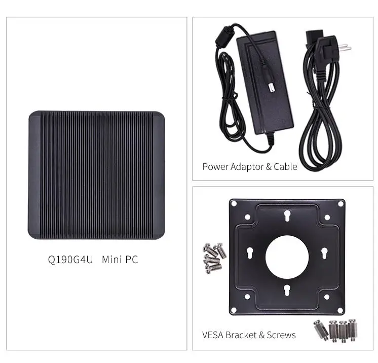 QOTOM Mini PC Q190G4 With 4 LAN Port Pfsense as Router Firewall Quad Core 2 GHz 4G RAM 32G SSD