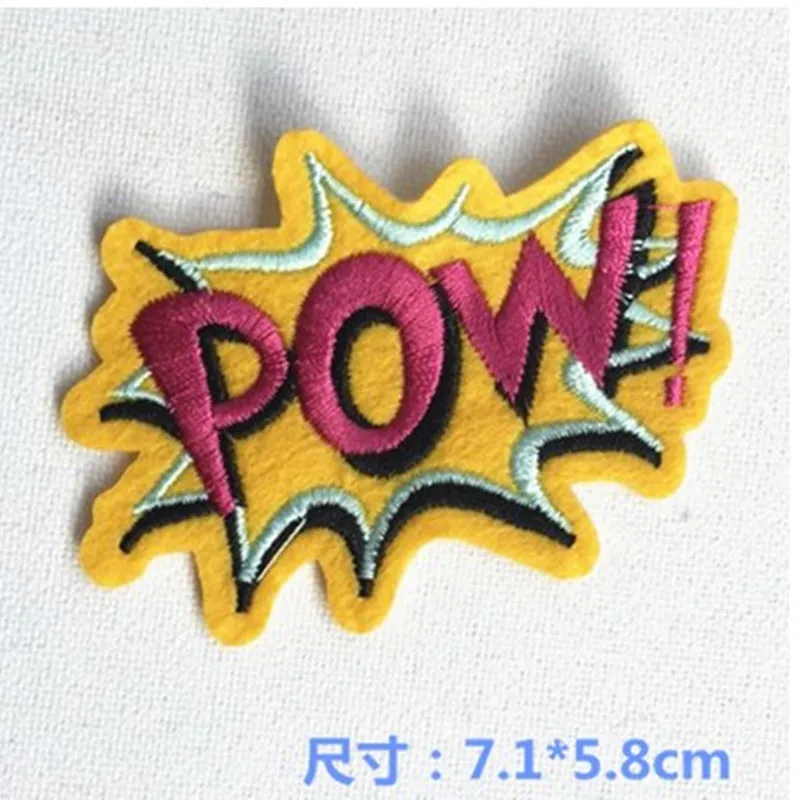 

2018 Limited Sale Parches Stickers Patches For Clothing Pow! Superhero Comics Retro Fun Applique Iron-on Patch 2pcs/lot