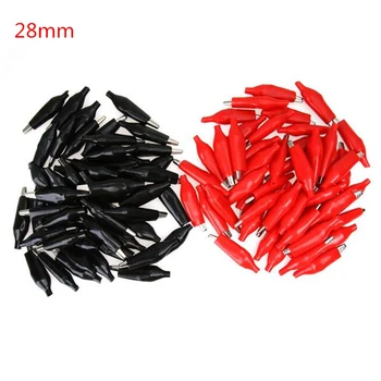 

JETTING Metal Alligator Clip Crocodile Electrical Clamp for Testing Probe Meter Black and Red with Plastic Boot 50pcs/lot 28mm