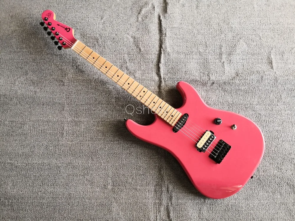 

top quality QShelly custom pink Charvel San Dimas birdeye maple fingerboard mahogany body string through electric guitar