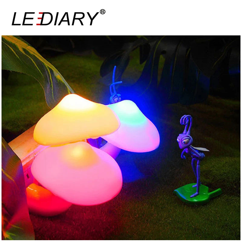 

LEDIARY 2PCS LED Mushroom Night Light US/EU Plug Sensor Control Yellow/Blue/Green/Red/Colorful Lighting Christmas/Valentine Gift