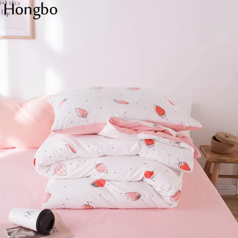 Хунбо домашний текстиль розовый постельные принадлежности Маленький милый постельное белье простыня с принтом пододеяльник наволочка Покрывало Комплект постельного белья