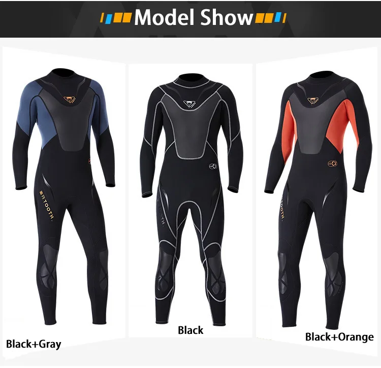 DIVE&SAIL Men Full-body 3mm Neoprene Wetsuit Surfing Swimsuit One-piece Scuba Diving Snorkeling Spearfishing Wet Suit