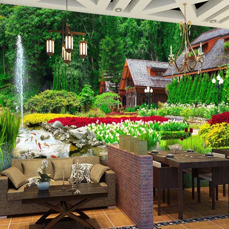 Custom 3D Photo Wallpaper For Walls Villa Garden Nature Landscape Mural De Parede 3D Living Room Bedroom Wall Decor Decal Paper