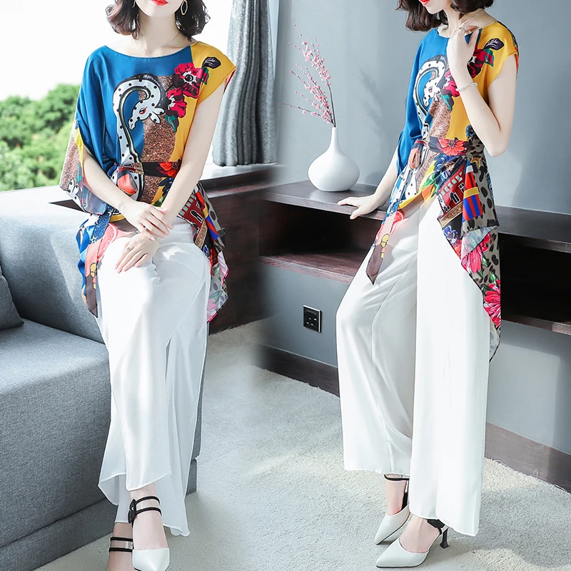 

Printing Stylish Irregular 2 Piece Set Women Set 2019 Summer Style Female Costume Ensemble Femme Survetement Conjunto Feminino