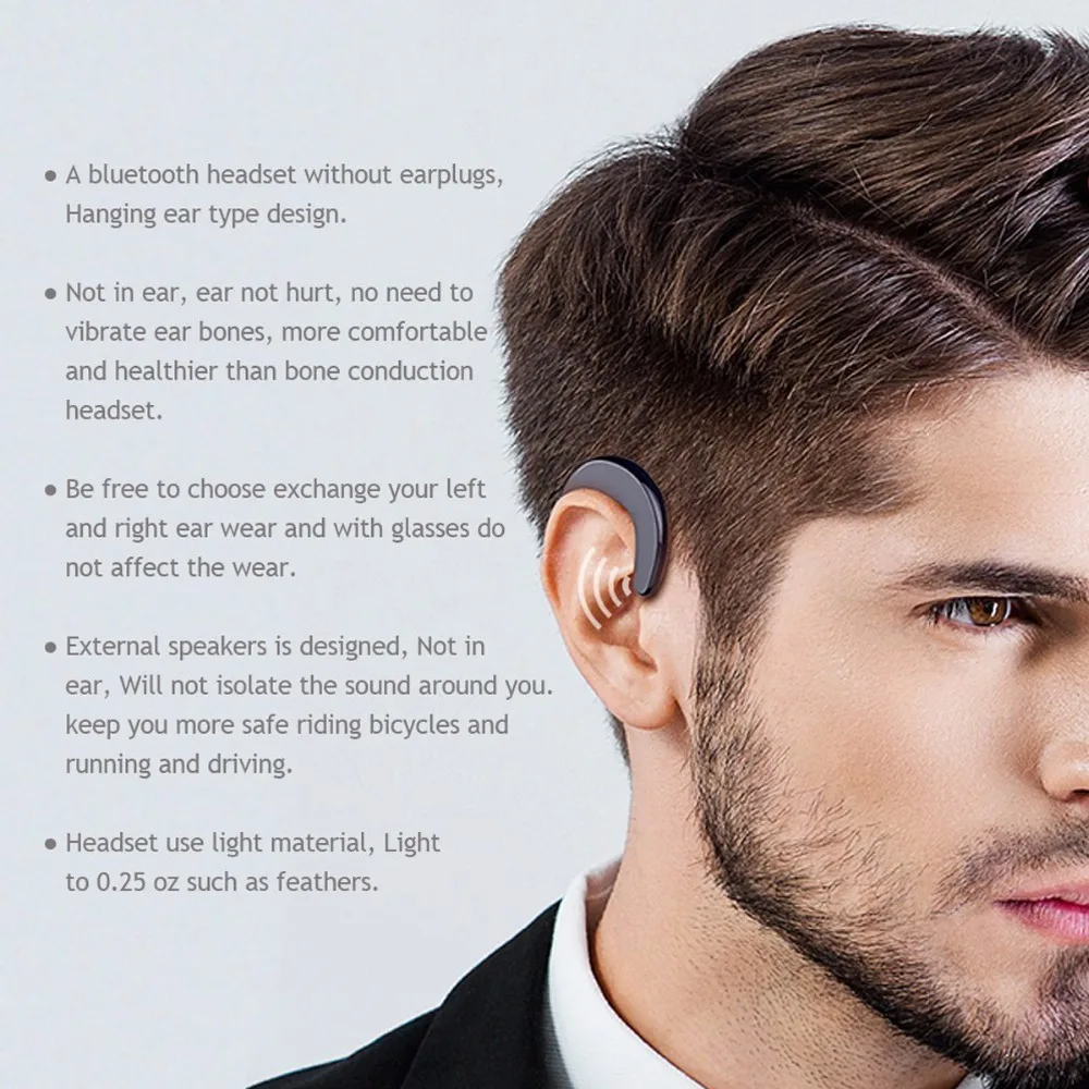 Painless Bluetooth Earphone Hang On Ear Headset Wireless Headphone Handsfree Earpiece For Android IOS Samsung iPhone Motorola LG