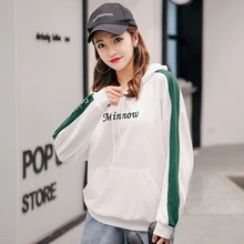 2019 Autumn New Female Hoodies Korean Fashion Casual Letter Print Contrast Color Loose Thin Section Sweatshirt Women Long Sleeve 2019 Autumn New Female Hoodies Korean Fashion Casual Letter Print Contrast Color Loose Thin Section Sweatshirt Women Long Sleeve