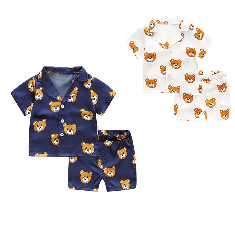 

2019 Boys Printed Bear Pajamas Summer Spring Short & Long Sleeve Children's Clothing Sleepwear Girls Pyjamas Sets For Baby Kids