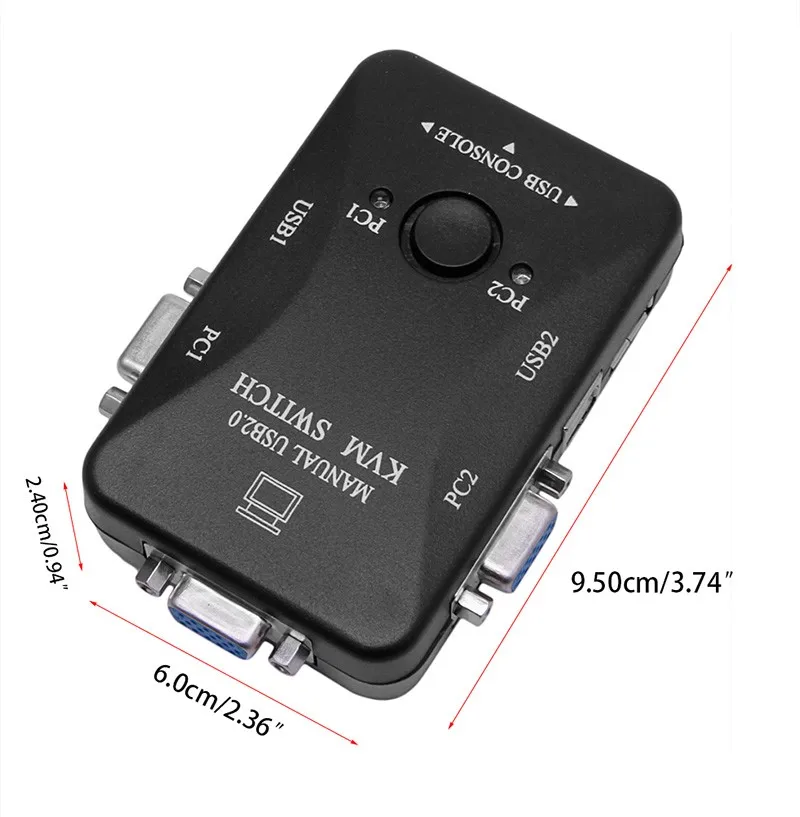 2018 высокое качество высокое Скорость руководство 2 Порты и разъёмы USB 2,0 KVM VGA Ключ-Пресс распределительная коробка для 2 шт. принтера мышь