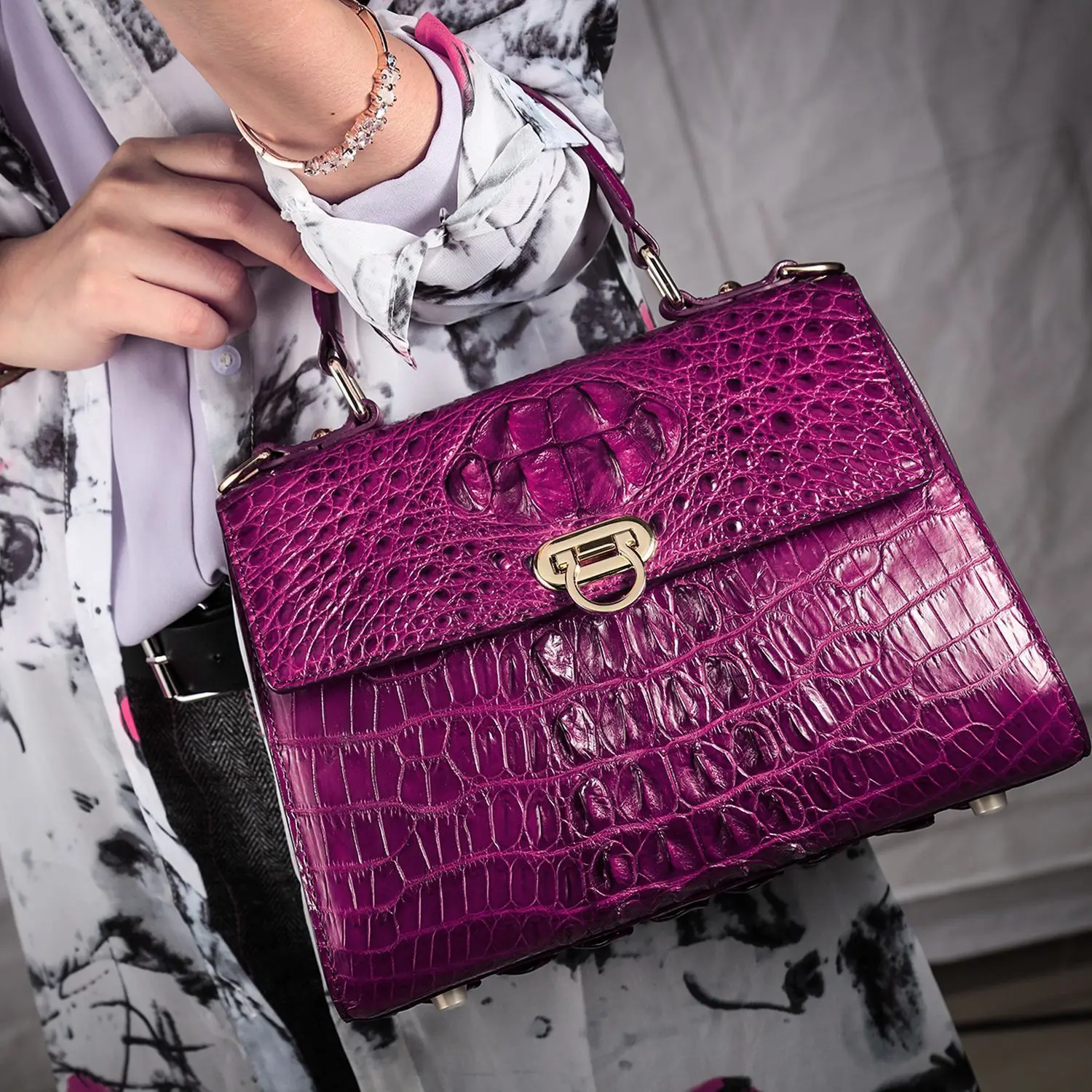 

Really Crocodile Skull Ma'am Handbag Genuine Leather Woman Package Single Shoulder Satchel luxury handbags women bags designer