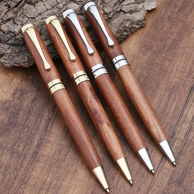 

Creative new rotating solid wood ball pen High quality vintage rosewood business office meeting wood pen school student gift pen