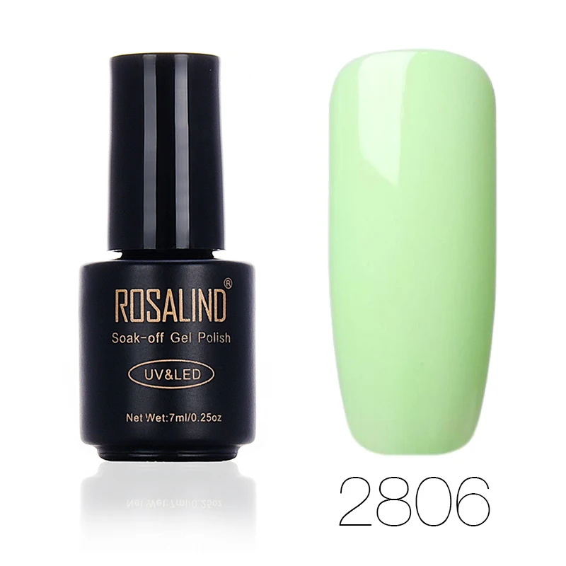 ROSALIND 7 мл Лак для ногтей Горячая чистый цвет серии замочить от гель лак Полупостоянный гель лак для ногтей - Цвет: 2806