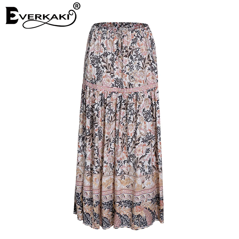 Everkaki Boho Gypsy Nightshade юбка с принтом богемная хлопковая длинная трапециевидная юбка женская винтажная юбка лето осень