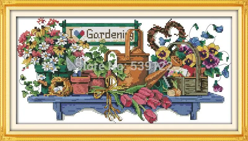 

I love Gardening DIY Needlework DMC Counted Cross Stitch 11CT 14CT Kits Set For Embroidery Knitting Needles Hobby and Crafts