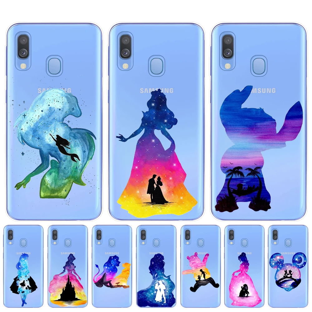 

Colorful Art Princess Lion King Mermaid Stitch Phone Case For Samsung Galaxy A10 A20 A30 A40 A50 A70 A7 A9 A6 A8 Plus 2018 Cover