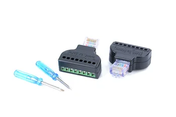 

10pcs/lot KEFU Ethernet RJ45 Male Plug To AV Screw Terminal 8 Pin Block CCTV Converter Adapter