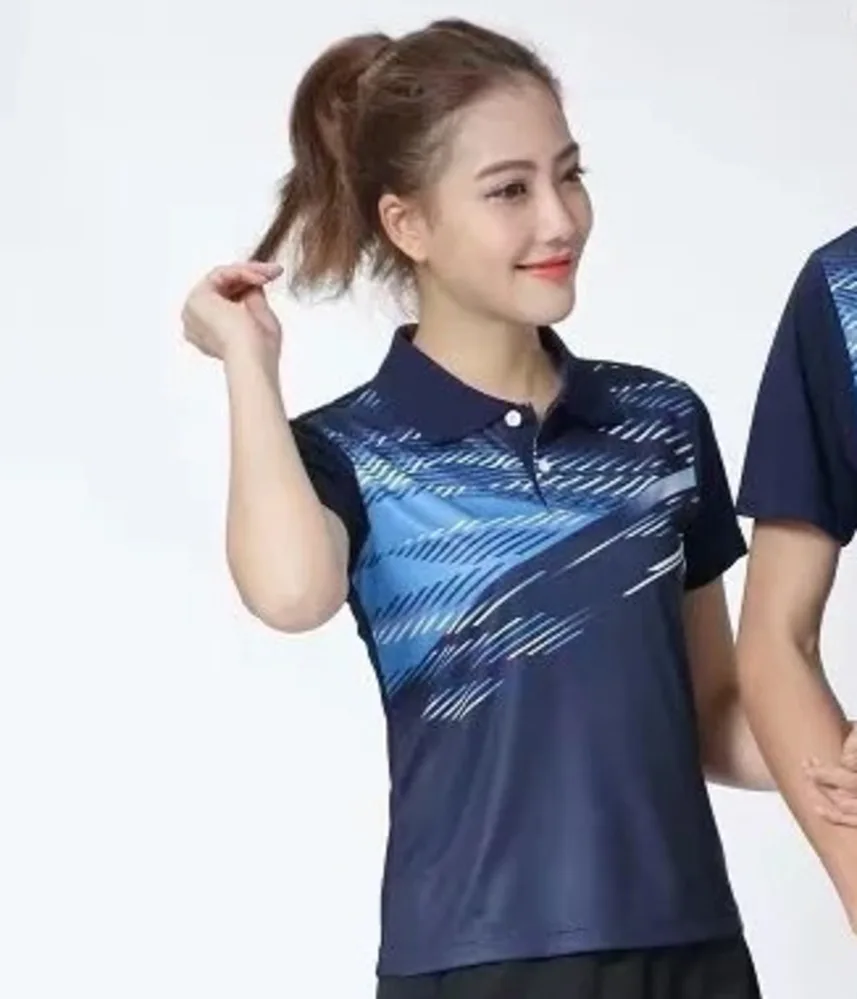 New Tennis Sports Leisure Badminton Jersey Men And Women Quick Drying Short Sleeve Shirt+shorts Clothing Set L2035YPD - Цвет: ONLY BLUE SHIRT