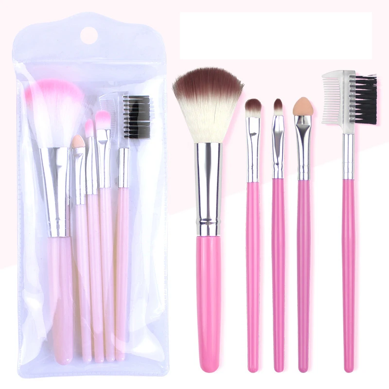 

YOKPN 1 Set 5 Pcs Makeup Brushes Blush Eye Shadow Lip Brush Soft Fibers Eyelash Brush With Comb Professional Cosmetic Tools