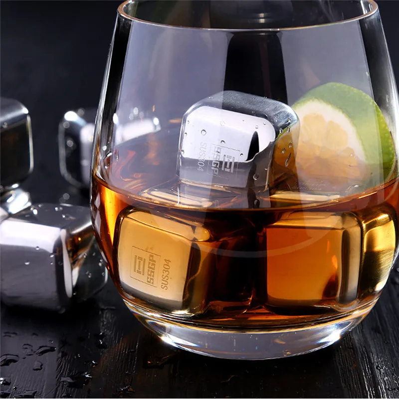 Cube Барные аксессуары 4/8 шт Нержавеющая сталь 304 Whisky кубики льда из камня охладитель для виски Rocks, ледяной камень с Пластик коробка для вина bag