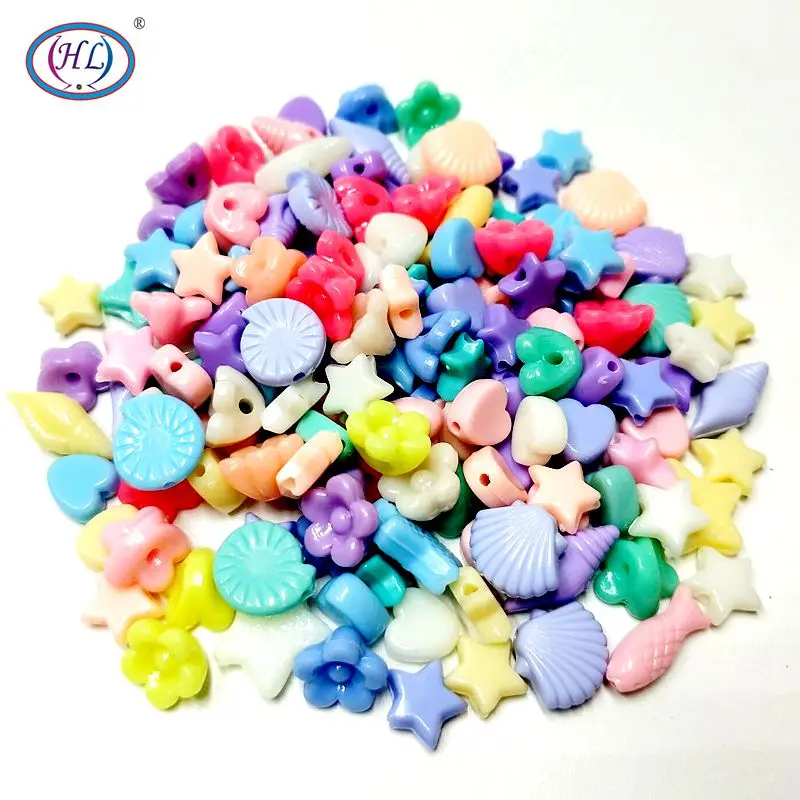 

HL 200PCS/lot ABS Resin Have Hole Handmade Beads Accessories DIY Lots Styles Mix Colors Bead Loose To Jewelry Bracelet Making