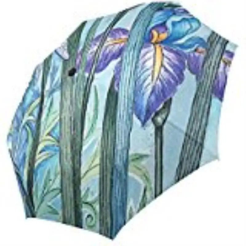 

Iris Flower Floral Custom Printing Foldable Sun Rain Travel Umbrella 100% Fabric Aluminium High-Quality Foldable Umbrella