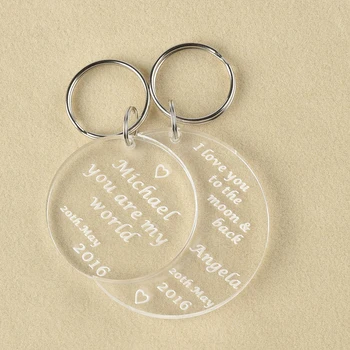 

Set Of Personalised Engraved Moon & Back Valentines Day Moon Keyring's Keychain Wedding Gift Best Present Favor PK06