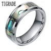 TIGRADE-bague en carbure de tungstène pour hommes, incrustation d'ormeau vert 6/8MM, bande de mariage, finition polie, fiançailles, bijoux de mode ► Photo 1/6