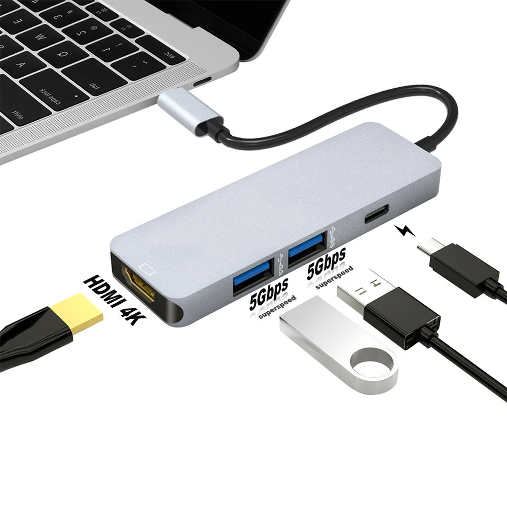 Тип C к HDMI 2 USB 3 0 быстрая передача данных Док концентратор 4 в 1 USBC адаптер 4K видео