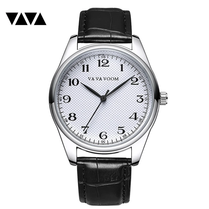 

VAVA Top Brand Luxury Watch for Mens Business Leather Band Quartz Male Wristwatch Fashion Dress Big Dial Simple Boy Gift 2019