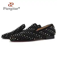 Piergitar 2019 รองเท้าหนังผู้ชายผสมสี rivets หรูหรารองเท้าแตะ Prom และห้องจัดเลี้ยง men casual loafers ขนาดใหญ่