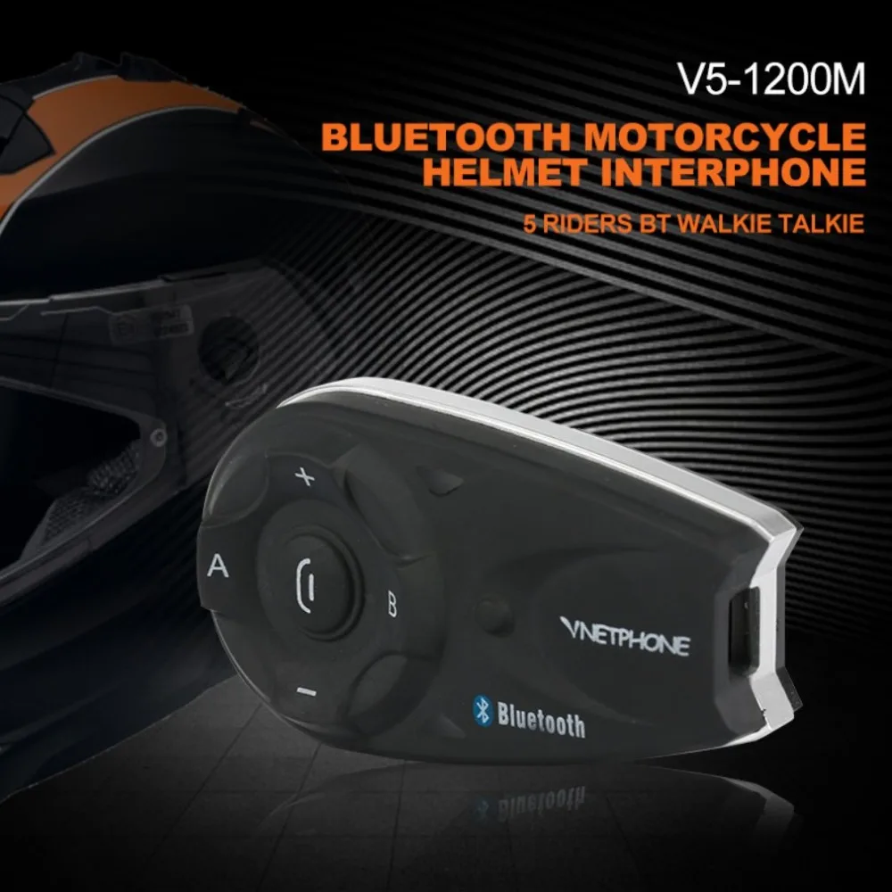 

Vnetphone V5 1200M Bluetooth Motorcycle Helmet Interphone 5 Riders BT Walkie Talkie For Skiing Cycling Helmet