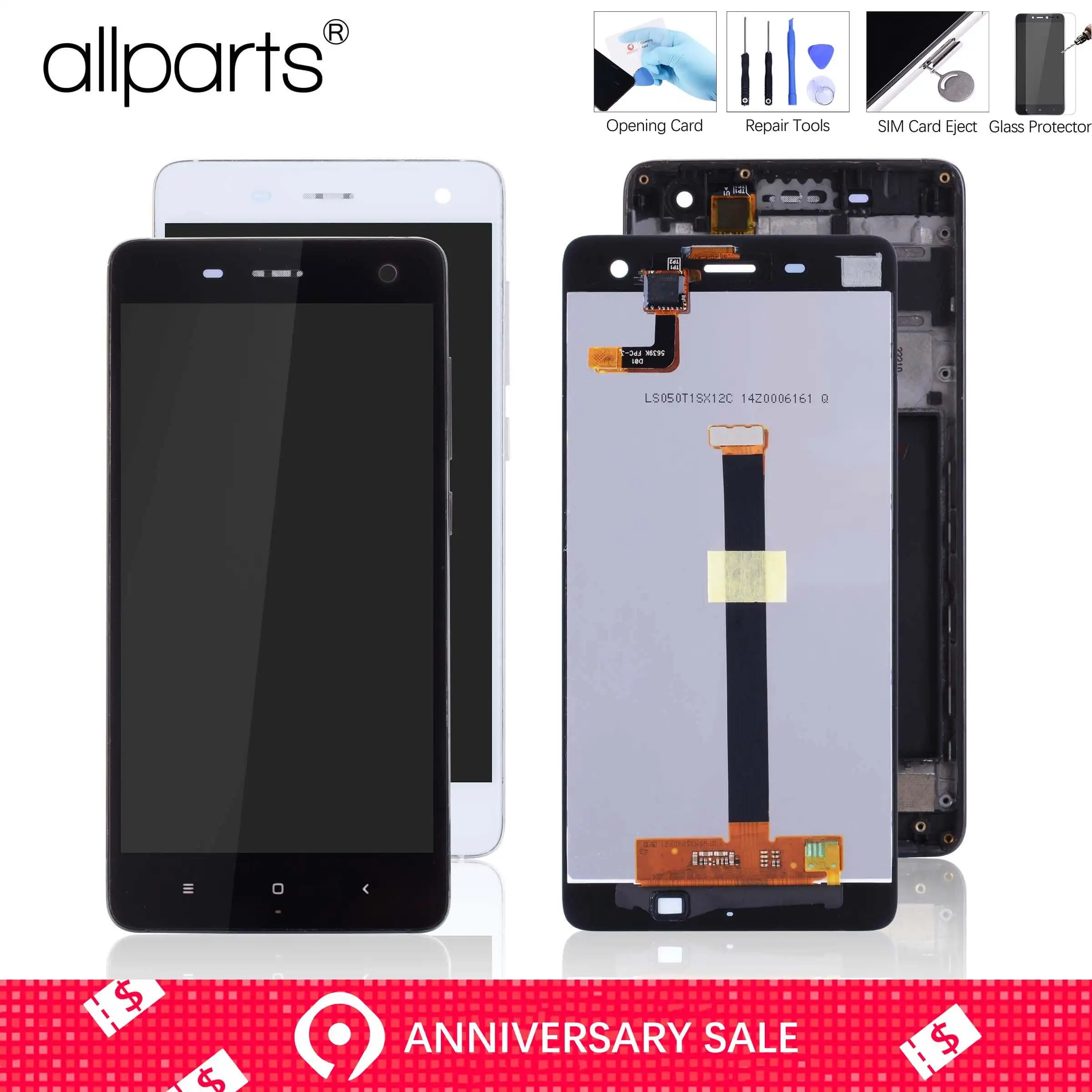 

Display For Xiaomi Mi4 LCD Touch Screen Digitizer with Frame Original Replacement Black White 5.0 inch For Xiaomi Mi 4 Display
