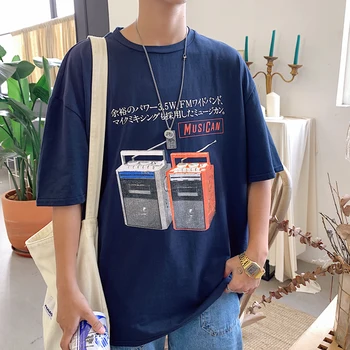 

Summer New T Shirt Men Fashion Cartoon Print Casual Short-sleeved Tshirt Man Streetwear Trend Wild Hip-hop Loose Cotton T-shirt