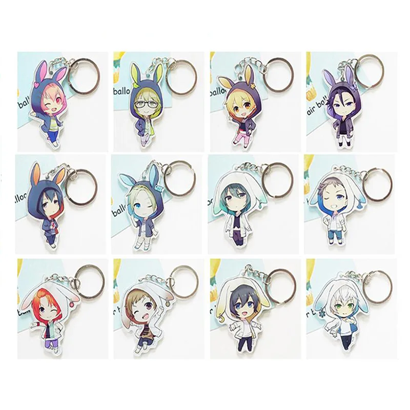 

1pcs Anime Keychian Procellarum Six Gravity SHIWASU KAKERU MUTSUKI KOI Rabbit Ver. Cute Hero Pendant Keychain Keyring llavero