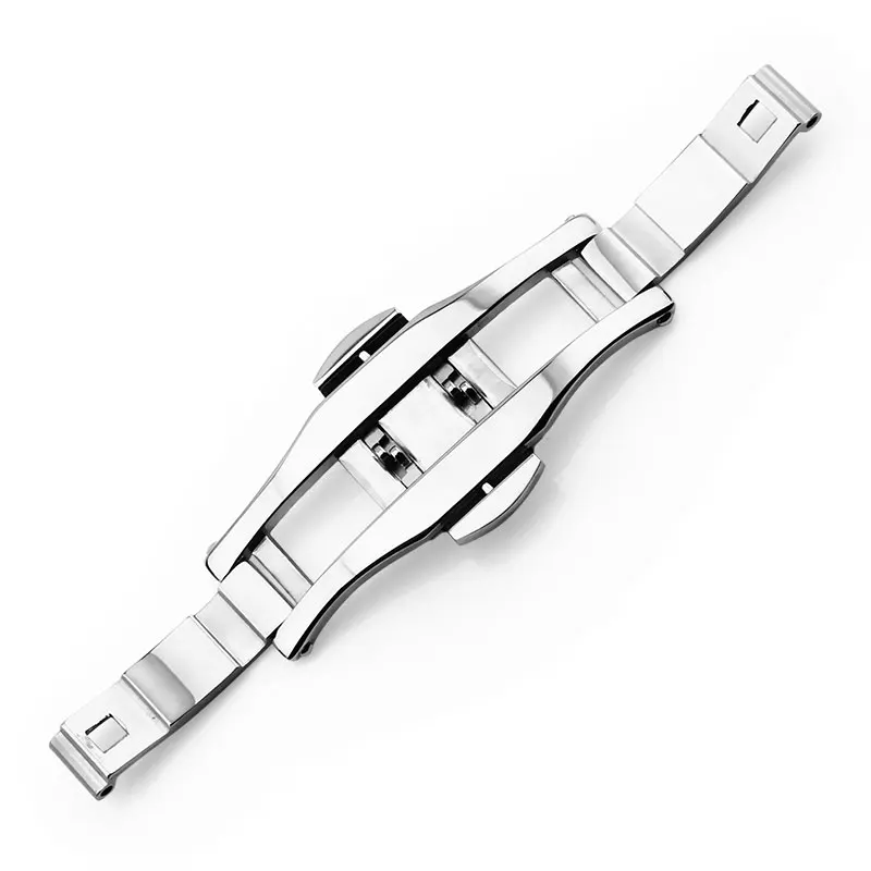 New Stainless Steel Belt Buckle Double Push Button Watchband Folding Butterfly Deployment Watch Bands Strap Clasp 5