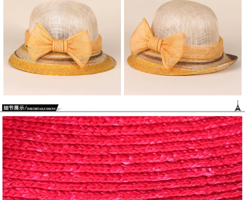 Женщина Fascinators свадебное платье красный Цветочные белье церкви Hat Chapeu Формальные Элегантные летние женские Дерби Fedora Шапки B-8184