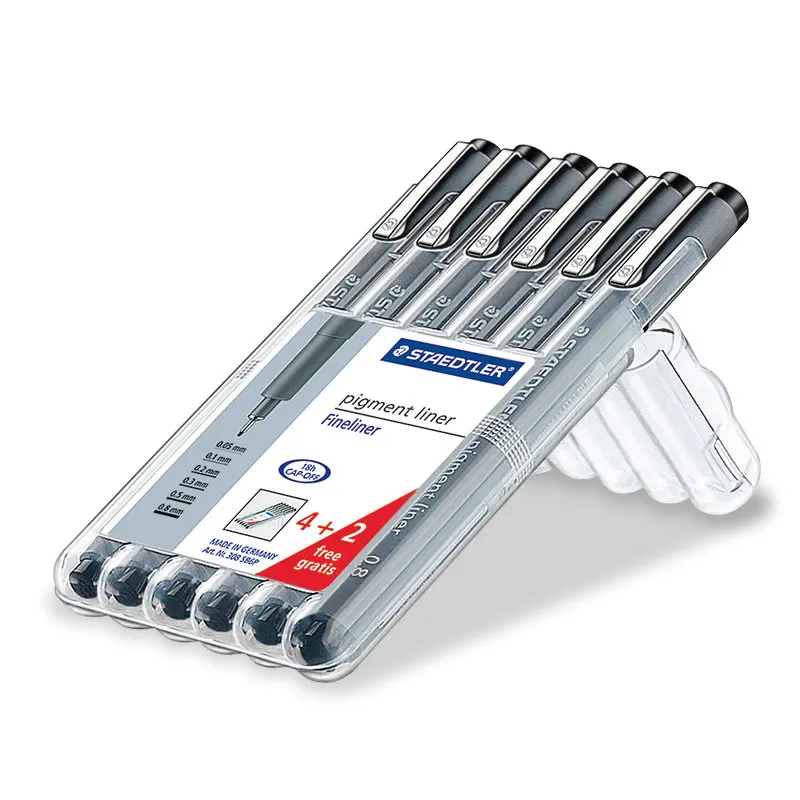Staedtler 308 SB6P пигментная ручка лайнер для рисования линия игла гелевая 6 шт./компл. 0 05