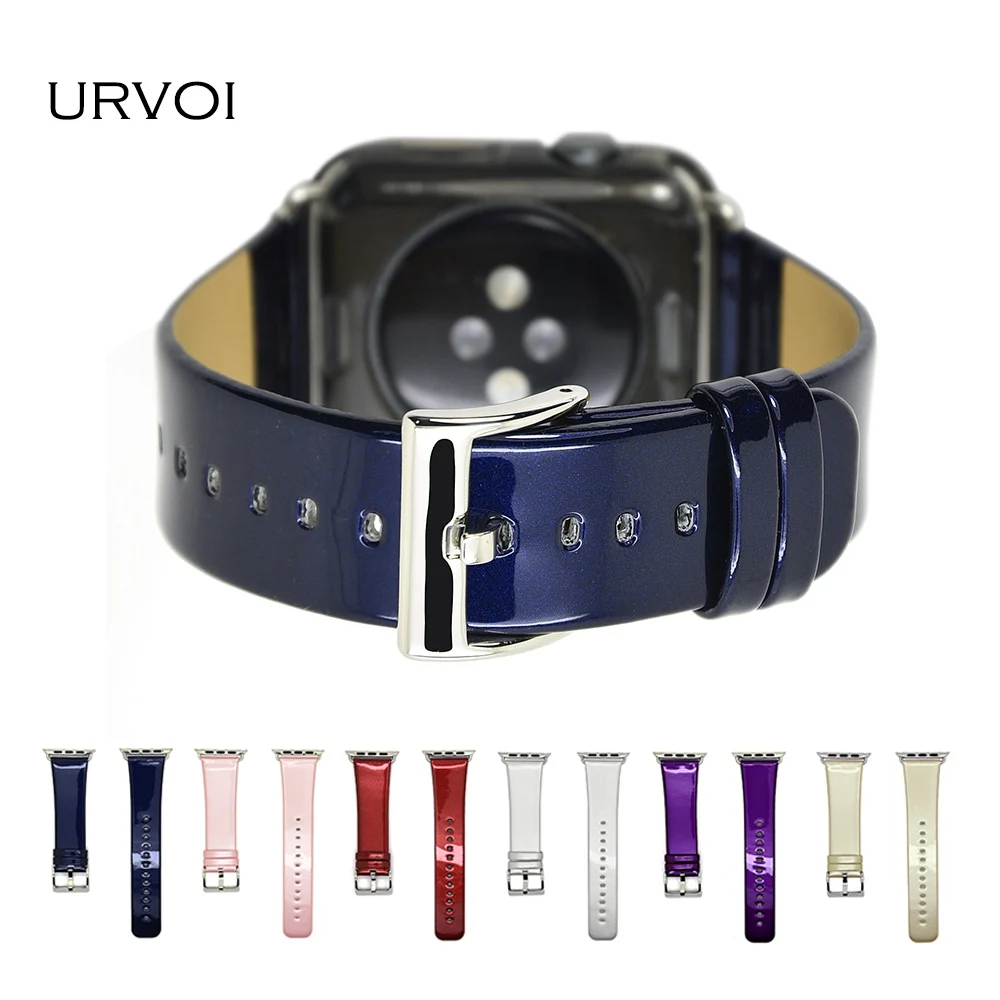 URVOI ремешок для apple watch series 54 3 2 1 кожаный iwatch пояс роскошный металлический рисунок