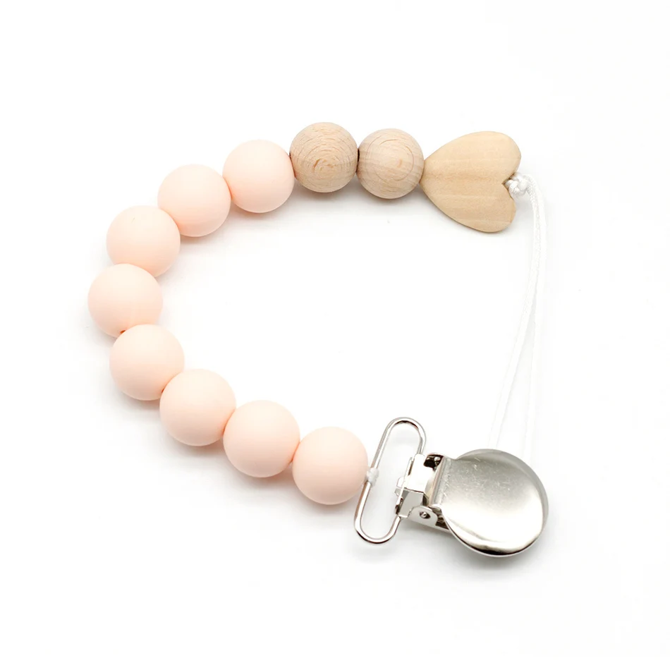 Buy Baby Soother Clips, Silicone And Beech Wood
