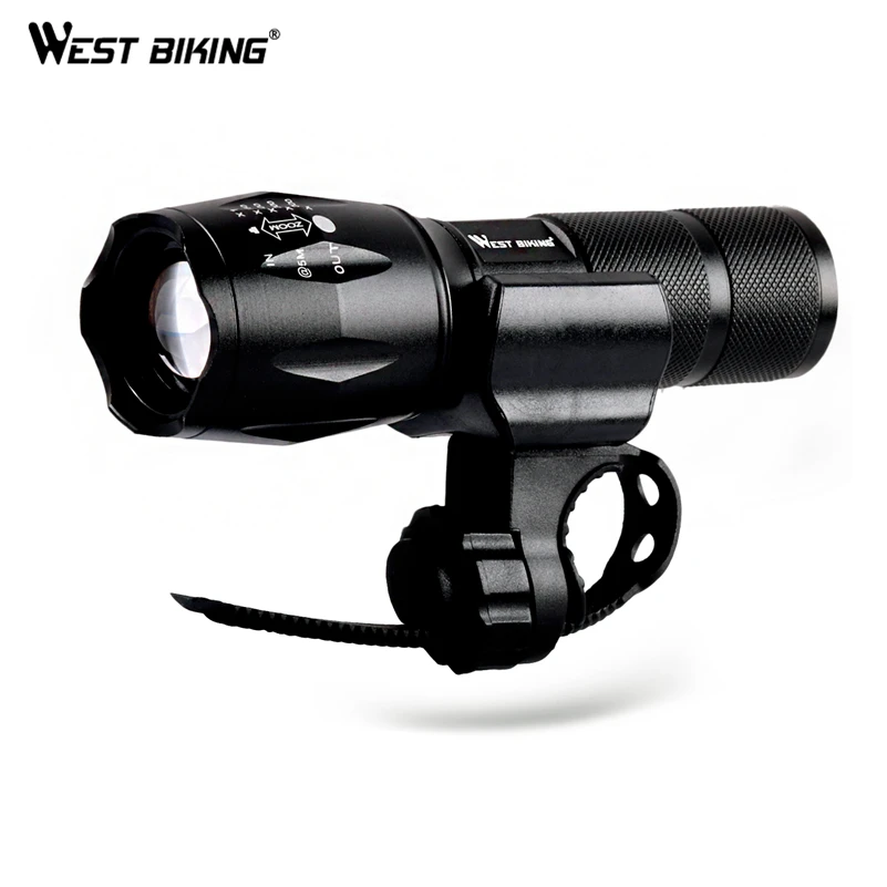 Clearance WEST BIKING Bicycle Light USB Rechargeable Focusing Flashlight Waterproof Cycling Front LED Light Bright Torch Lamp Bike Lights 1